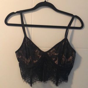 Black lace crop top
